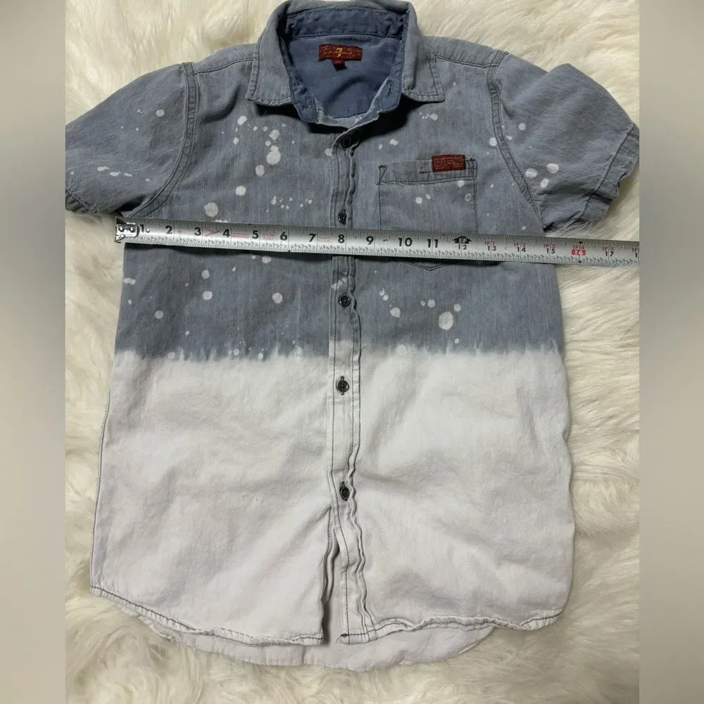 Boys 7 for all Mankind Acid Wash Button Up Top size Medium
